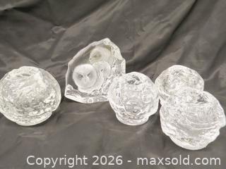 MaxSold Auction: Mats Jonasson Crystal Owl Sculptures & Votive Holders, 5 pcs - Toronto (Ontario, Canada) PARTNER MANAGED Downsizing Online Auction - Research Road (STORAGE)