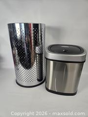 MaxSold Auction: Stainless Steel Kitchen Trash Can with Perforated Utensil/Holder - Toronto (Ontario, Canada) PARTNER MANAGED Downsizing Online Auction - Research Road (STORAGE)
