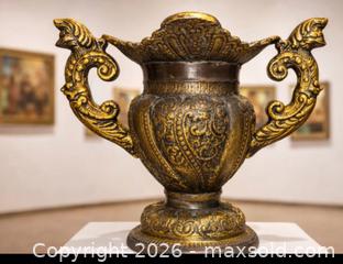 MaxSold Auction: Antique Gilt Metal Urn – Classical Revival Decorative Vase (c. 1890–1925) - Newmarket (Ontario, Canada) SELLER MANAGED Downsizing Online Auction -  Brimson Drive (STORAGE)
