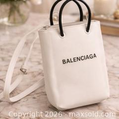 MaxSold Auction: Balenciaga Mini Shopping Tote – White Leather Crossbody - Newmarket (Ontario, Canada) SELLER MANAGED Downsizing Online Auction -  Brimson Drive (STORAGE)