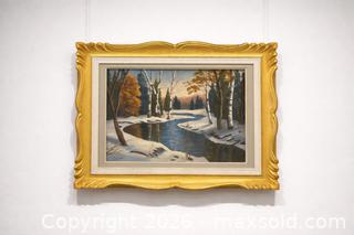 MaxSold Auction: D. Gibney – Winter River Landscape (Oil on Canvas) - Newmarket (Ontario, Canada) SELLER MANAGED Downsizing Online Auction -  Brimson Drive (STORAGE)