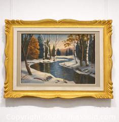 MaxSold Auction: D. Gibney – Winter River Landscape (Oil on Canvas) - Newmarket (Ontario, Canada) SELLER MANAGED Downsizing Online Auction -  Brimson Drive (STORAGE)
