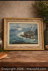 MaxSold Auction: F. Brown – Framed Coastal Lighthouse Seascape (Oil Painting) - Newmarket (Ontario, Canada) SELLER MANAGED Downsizing Online Auction -  Brimson Drive (STORAGE)