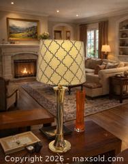 MaxSold Auction: legant Polished Brass Table Lamp with Designer Shade  - Newmarket (Ontario, Canada) SELLER MANAGED Downsizing Online Auction -  Brimson Drive (STORAGE)