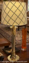 MaxSold Auction: legant Polished Brass Table Lamp with Designer Shade  - Newmarket (Ontario, Canada) SELLER MANAGED Downsizing Online Auction -  Brimson Drive (STORAGE)