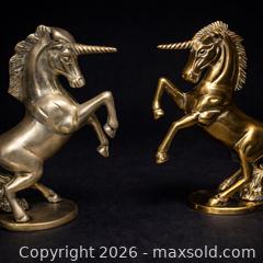 MaxSold Auction: Pair of Solid Brass Unicorn Sculptures – Mythical Decorative Art  - Newmarket (Ontario, Canada) SELLER MANAGED Downsizing Online Auction -  Brimson Drive (STORAGE)