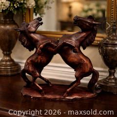 MaxSold Auction: Signed Antique Carved Horse Sculpture – Dramatic Dual Rearing Form - Newmarket (Ontario, Canada) SELLER MANAGED Downsizing Online Auction -  Brimson Drive (STORAGE)