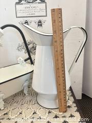 MaxSold Auction: Enamel Pitcher & Mini Clawfoot Tub Shower Prop (White/Black Trim) - Gull Lake (Alberta, Canada) SELLER MANAGED Reseller Online Auction -  Stuart Avenue