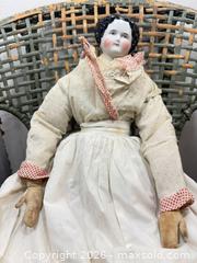 MaxSold Auction: Mixed Lot: Painted Wicker Child Chair & Porcelain-Head Doll - Gull Lake (Alberta, Canada) SELLER MANAGED Reseller Online Auction -  Stuart Avenue