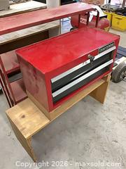 MaxSold Auction: Craftsman 2-Drawer Red Top Tool Chest with Red Metal Shelving - Glendale (California, USA) PARTNER MANAGED Downsizing Online Auction - Raymond Avenue