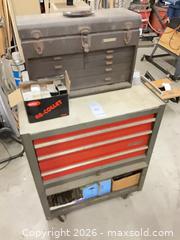MaxSold Auction: Rolling Tool Cabinet with Vintage Top Toolbox, Steel Construction - Glendale (California, USA) PARTNER MANAGED Downsizing Online Auction - Raymond Avenue