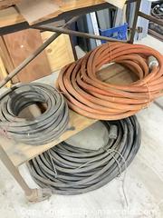 MaxSold Auction: Wood Cart on Metal Frame with Lumber & Hose/Cable Coils - Glendale (California, USA) PARTNER MANAGED Downsizing Online Auction - Raymond Avenue