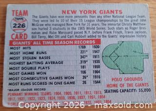 MaxSold Auction: 1956 New York Giants team baseball card - Gloucester (Massachusetts, USA) SELLER MANAGED Downsizing Online Auction - Kondelin Road