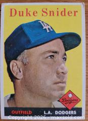 MaxSold Auction: 1958 Duke Snider baseball card - Gloucester (Massachusetts, USA) SELLER MANAGED Downsizing Online Auction - Kondelin Road
