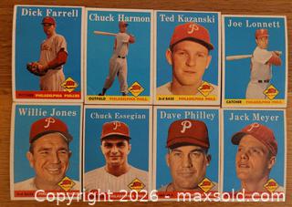 MaxSold Auction: Eight 1958 Phillies baseball cards - Gloucester (Massachusetts, USA) SELLER MANAGED Downsizing Online Auction - Kondelin Road