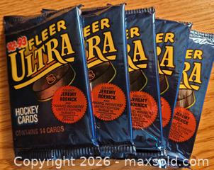 MaxSold Auction: Five foil packs of '92-'93 Fleer Ultra hockey cards - Gloucester (Massachusetts, USA) SELLER MANAGED Downsizing Online Auction - Kondelin Road