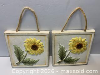 MaxSold Auction: Pair of Plaster Sunflower Hanging Wall Plaques - New Westminster (British Columbia, Canada) SELLER MANAGED Reseller Online Auction - Canfor Avenue