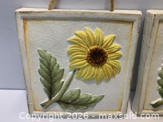 MaxSold Auction: Pair of Plaster Sunflower Hanging Wall Plaques - New Westminster (British Columbia, Canada) SELLER MANAGED Reseller Online Auction - Canfor Avenue