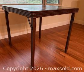 MaxSold Auction: Antique Wood Hand-Painted Card Table with Floral Design - Lincoln (California, USA) PARTNER MANAGED Moving Online Auction - Tiger Lily Lane