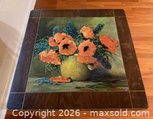 MaxSold Auction: Antique Wood Hand-Painted Card Table with Floral Design - Lincoln (California, USA) PARTNER MANAGED Moving Online Auction - Tiger Lily Lane