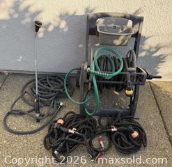 MaxSold Auction: Hose and Watering Bundle: Reel Cart, Hoses and Spray Wand  - Lincoln (California, USA) PARTNER MANAGED Moving Online Auction - Tiger Lily Lane
