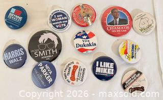 MaxSold Auction: Pieces of Flair - Vintage Political Campaign Buttons & Lapel Pins - Lincoln (California, USA) PARTNER MANAGED Moving Online Auction - Tiger Lily Lane