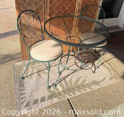 MaxSold Auction: Vintage Glass Top Bistro Table and Two chairs - Lincoln (California, USA) PARTNER MANAGED Moving Online Auction - Tiger Lily Lane