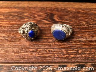 MaxSold Auction: 2 Old Lapis Silver Rings - Saanich (British Columbia, Canada) SELLER MANAGED Downsizing Online Auction - Colquitz Avenue
