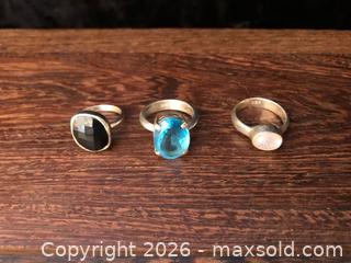 MaxSold Auction: 3 Silver Gemstone Rings - Saanich (British Columbia, Canada) SELLER MANAGED Downsizing Online Auction - Colquitz Avenue