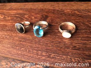 MaxSold Auction: 3 Silver Gemstone Rings - Saanich (British Columbia, Canada) SELLER MANAGED Downsizing Online Auction - Colquitz Avenue
