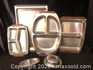 MaxSold Auction: Mid Century Teak and Steel Platters  - Saanich (British Columbia, Canada) SELLER MANAGED Downsizing Online Auction - Colquitz Avenue