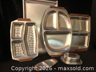 MaxSold Auction: Mid Century Teak and Steel Platters  - Saanich (British Columbia, Canada) SELLER MANAGED Downsizing Online Auction - Colquitz Avenue