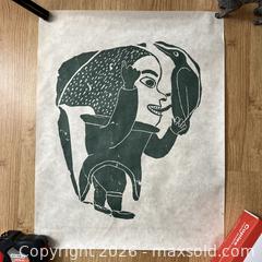 MaxSold Auction: Leah Qumaluk Inuit Print Woman With Bird Povungnituk - Toronto (Ontario, Canada) SELLER MANAGED Downsizing Online Auction - Greenland Road