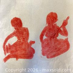MaxSold Auction: Thai Temple Rubbing on Rice Paper Red Musician Pair Framable Art - Toronto (Ontario, Canada) SELLER MANAGED Downsizing Online Auction - Greenland Road