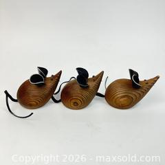 MaxSold Auction: Three Mid Century Modern Mice Wood and Leather  - Toronto (Ontario, Canada) SELLER MANAGED Downsizing Online Auction - Greenland Road