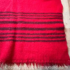 MaxSold Auction: Vintage Thick Red Wool Blanket Stripes 70" x 84" Rustic Cabin Decor - Toronto (Ontario, Canada) SELLER MANAGED Downsizing Online Auction - Greenland Road