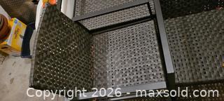 MaxSold Auction: Dark Gray Woven Resin Wicker Patio Chair with Powder-Coated Frame - Kingston (Ontario, Canada) SELLER MANAGED Downsizing Online Auction - Langfield Street