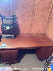 MaxSold Auction: Mid-Century Modern Wooden Desk 58" W x 29" D x 29" H - Kingston (Ontario, Canada) SELLER MANAGED Downsizing Online Auction - Langfield Street
