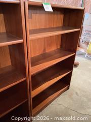 MaxSold Auction: Mid-Century Teak-Colored Wood Veneer Bookcase / Shelf Unit - Kingston (Ontario, Canada) SELLER MANAGED Downsizing Online Auction - Langfield Street
