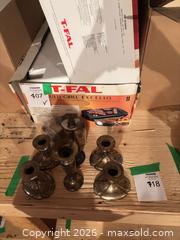 MaxSold Auction: Mixed Sterling & Silver?Plated Candlesticks and Small Cup (Vintage) - Kingston (Ontario, Canada) SELLER MANAGED Downsizing Online Auction - Langfield Street