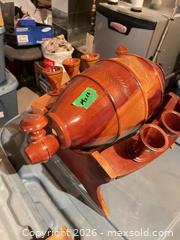 MaxSold Auction: Mixed Vintage Wooden Home Décor Lot — Barrel Decanter, Prints, Totem - Kingston (Ontario, Canada) SELLER MANAGED Downsizing Online Auction - Langfield Street