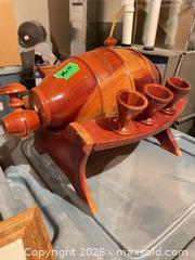 MaxSold Auction: Mixed Vintage Wooden Home Décor Lot — Barrel Decanter, Prints, Totem - Kingston (Ontario, Canada) SELLER MANAGED Downsizing Online Auction - Langfield Street