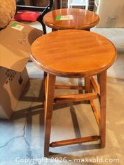 MaxSold Auction: Pair of 24" Honey Wood Backless Bar/Counter Stools - Kingston (Ontario, Canada) SELLER MANAGED Downsizing Online Auction - Langfield Street