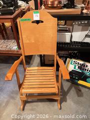 MaxSold Auction: Solid Wood Folding Rocking Chair, Light Honey Finish - Kingston (Ontario, Canada) SELLER MANAGED Downsizing Online Auction - Langfield Street