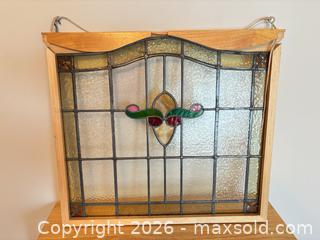 MaxSold Auction: Arts & Crafts / Mission Style Stained Glass Panel in Wood Frame - Saanich (British Columbia, Canada) SELLER MANAGED Estate Sale Online Auction - Doncaster Drive
