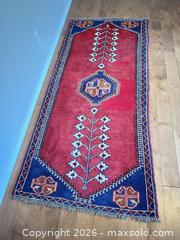 MaxSold Auction: Caucasian Tribal Runner Rug, wool, Red & Blue, 38" x 84" - Saanich (British Columbia, Canada) SELLER MANAGED Estate Sale Online Auction - Doncaster Drive