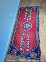 MaxSold Auction: Caucasian Tribal Runner Rug, wool, Red & Blue, 38" x 84" - Saanich (British Columbia, Canada) SELLER MANAGED Estate Sale Online Auction - Doncaster Drive