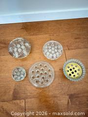 MaxSold Auction: Vintage Mid-Century Glass & Metal Flower Frog Set (5 pcs) - Saanich (British Columbia, Canada) SELLER MANAGED Estate Sale Online Auction - Doncaster Drive