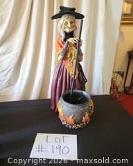 MaxSold Auction: 26in Resin Witch Figurine with Light-Up Eyes & Cauldron-Department 56 - San Jose (California, USA) PARTNER MANAGED Estate Sale Online Auction - Dunn Ave