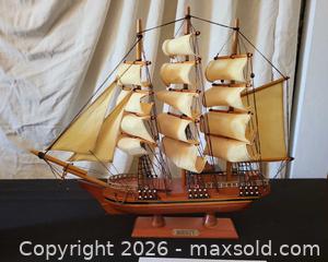 MaxSold Auction: Bounty Decorative Model Ship — Three-Masted Wooden Display - San Jose (California, USA) PARTNER MANAGED Estate Sale Online Auction - Dunn Ave